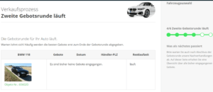 Autoverkauf über Carsale24 - 2te Gebotsrunde läuft