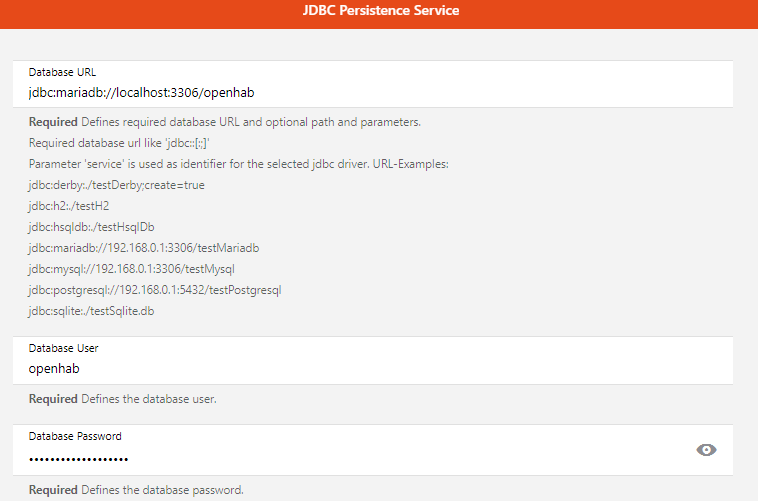 JDBC Persistence Settings in openHAB