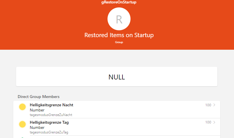 openHAB - Gruppe der Items zum Restore beim Systemstart