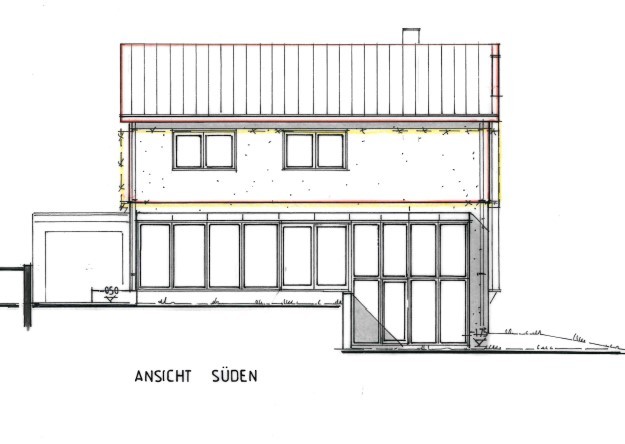 Bauantrag Hausaufstockung - Ansicht Süd