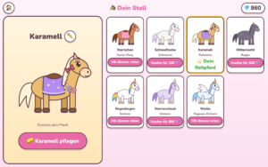 Unterschiedliche Ponys im Rechenspiel